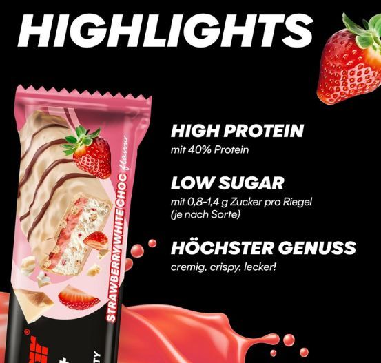 🍓 12er Pack Powerbar 40% Protein Strawberry White Choc Crisp Riegel ab 16,87€ (statt 21€)