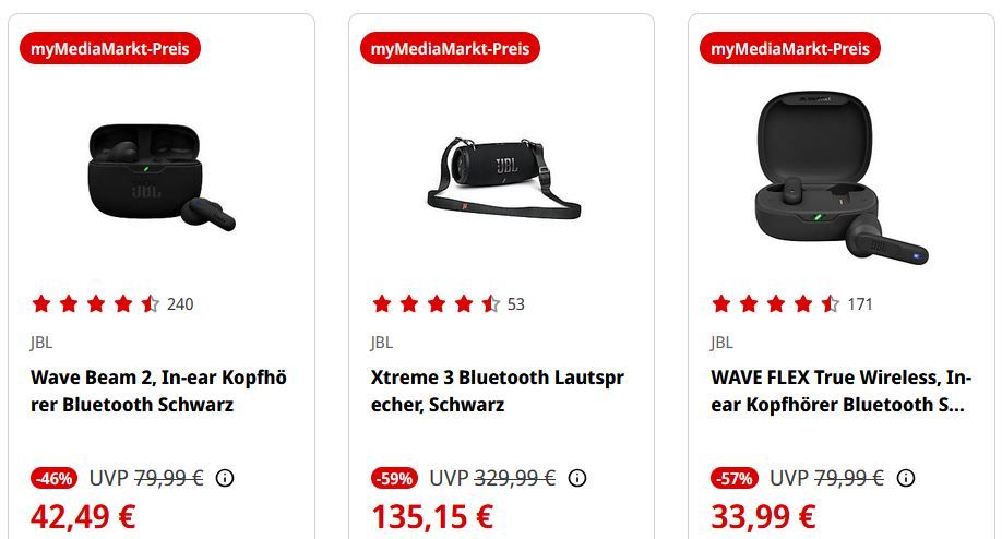 🔥 Media Markt:  15% Extra Rabatt auf das komplette JBL Sortiment   MyMediaMarkt Kunden