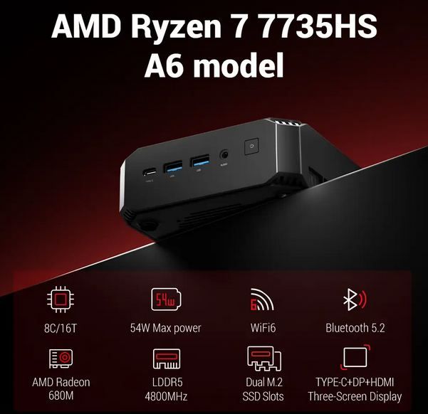 🖥️ Firebat Mini PC mit AMD Ryzen 7 7735HS, 16GB/512GB & Radeon 680M für 413,99€ (statt 499€)