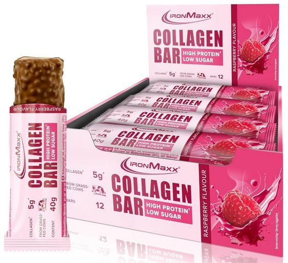 🍫 12er Pack IronMaxx Collagen Raspberry Protein Bar ab 18€ (statt 24€)
