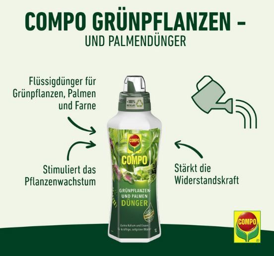 🌴 1 Liter COMPO Grünpflanzen  & Palmendünger für 8,99€ (statt 13€)