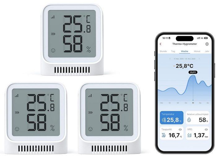 🌡️ 3x X Sense WLAN Thermo  & Hygrometer mit App Steuerung für 44€ (statt 60€)