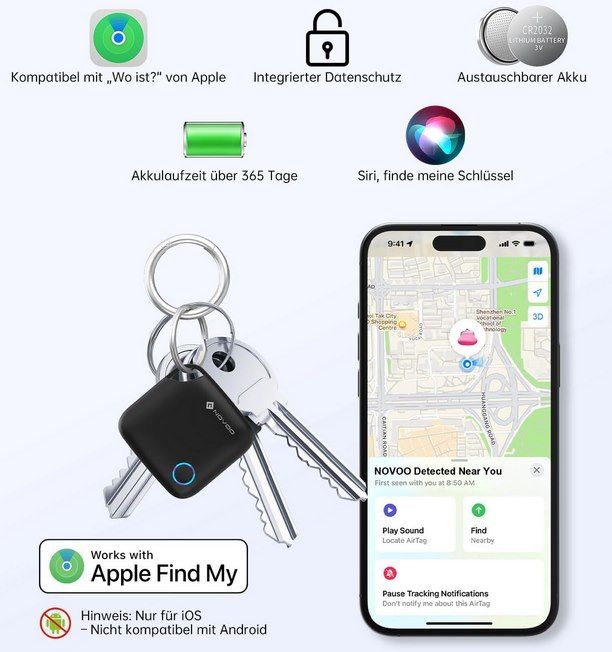 🌍 4x NOVOO SmartTag für iOS für 19,49€ (statt 30€)