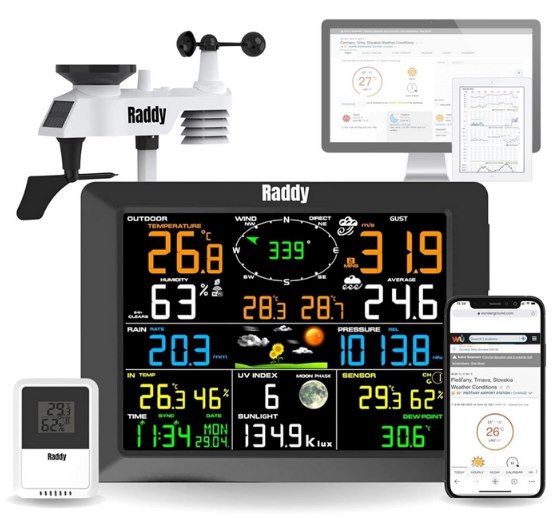 🌍 Raddy WF-100C WLAN Wetterstation mit Außensensor für 106€ (statt 152€)