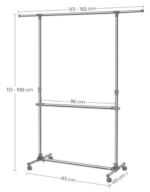👕 SONGMICS Kleiderständer mit Rollen + höhenverstellbar bis 198cm für 14,95€ (statt 23€)