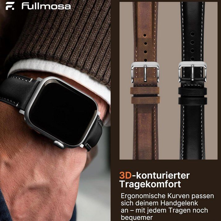 ⌚ 2x Fullmosa Lederarmband für Apple Watch in versch. Designs für je 15,99€ (statt 26€)