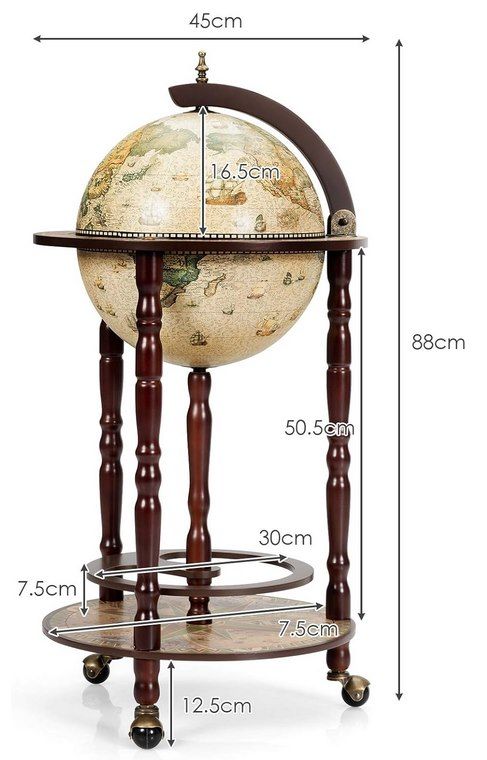 🍾🌏 COSTWAY Globusbarwagen aus Holz für 85,49€ (statt 107€)