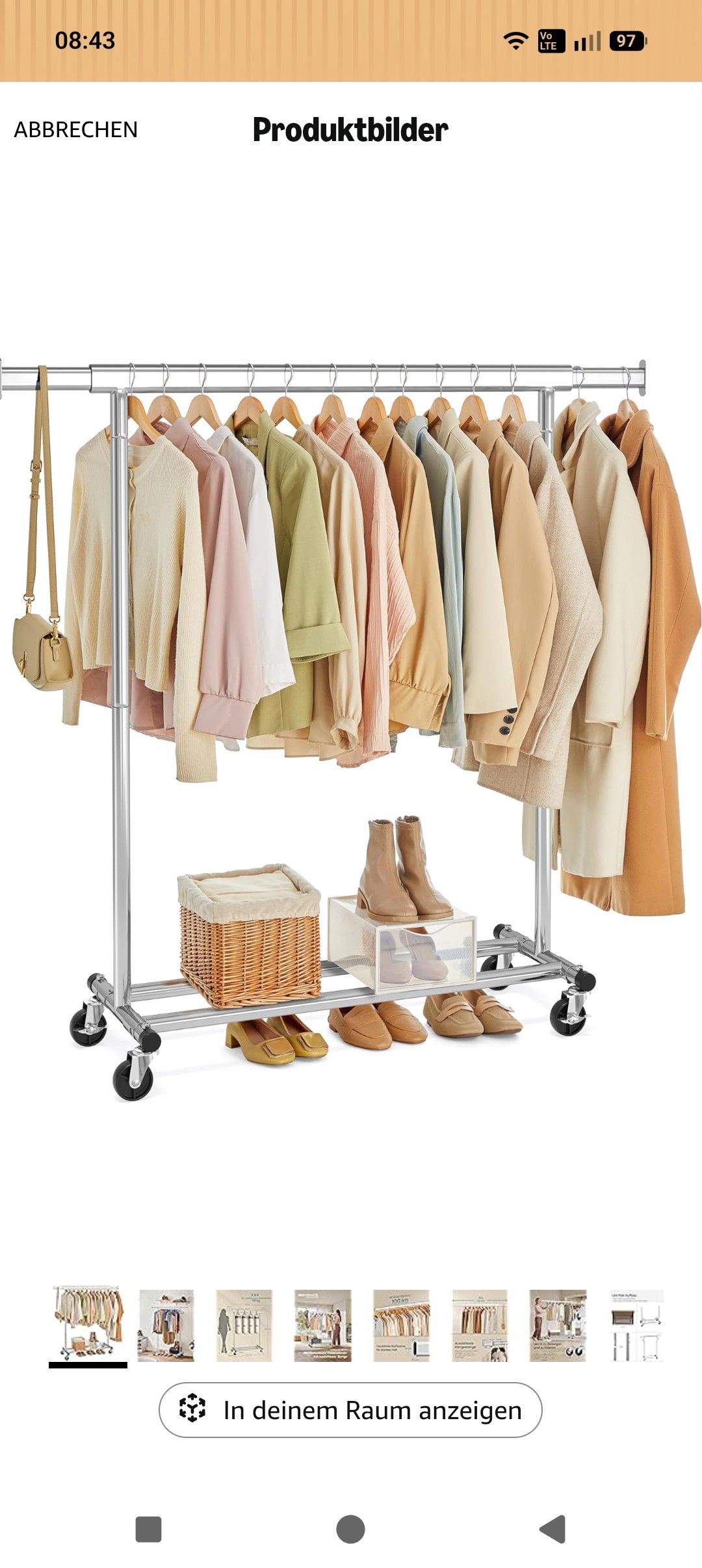 SONGMICS Kleiderständer auf Rollen, bis 100 kg belastbar, einfache Montage, transportabel HSR13S SONGMICS Kleiderständer auf Rollen, bis 100 kg belastbar, einfache Montage, transportabel HSR13S