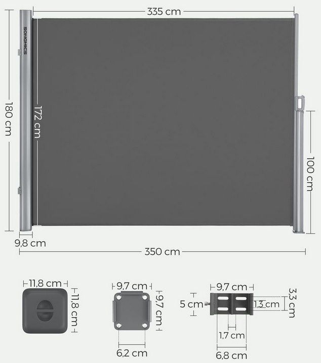 🌞 SONGMICS Aluminium Seitenmarkise 180 x 350 cm für 86,99€ (statt 102€)