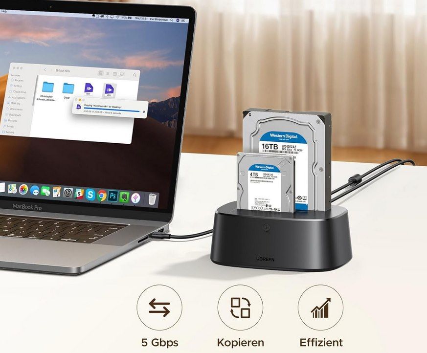 💾 UGREEN USB 3.0 Docking Station für 2,5/3,5 SATA HDD & SSD für 25,49€ (statt 30€)