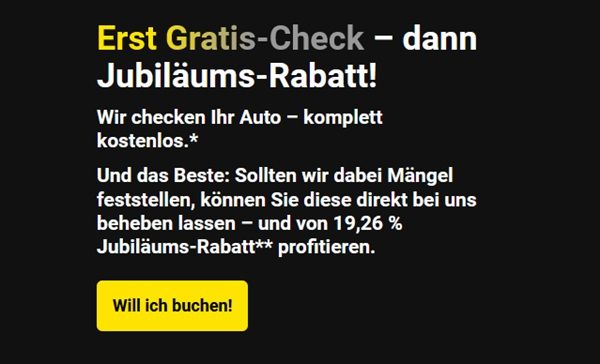 Schon Termin gemacht? 🚗🔧 Gratis Meister Check für euren Pkw bei Vergölst + 19,26 % Jubiläums Rabatt   ab 01.09.