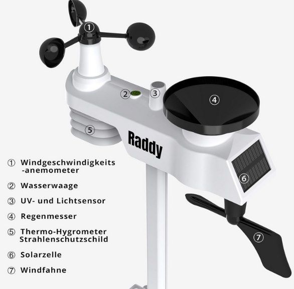 🌍 Raddy WF 100C WLAN Wetterstation mit Außensensor für 106€ (statt 152€)