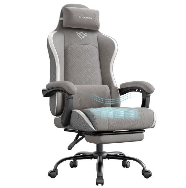 💺 SONGMICS Gamingstuhl Federsitzkissen & Fußstütze für 79,99€ (statt 100€)