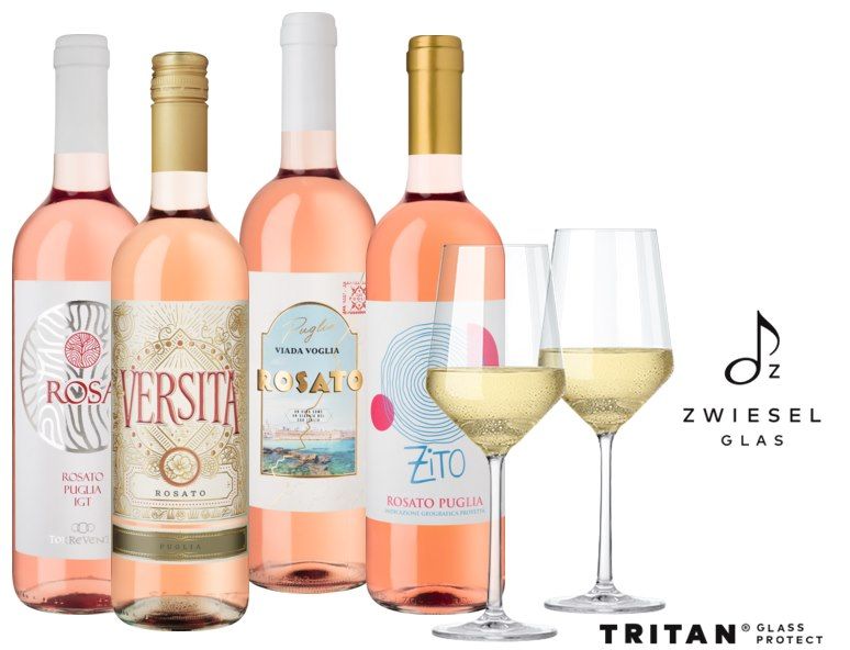 🍷 Weinpaket Italienische Rosatos aus 8 Flaschen & Zwiesel Weißweingläser für 39,90€ (statt 93€)