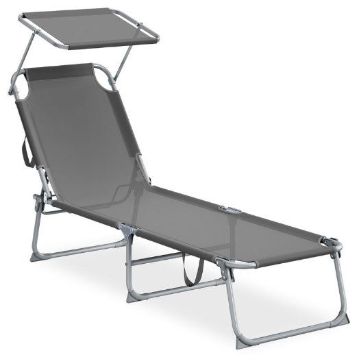 🌞 Songmics Sonnenliege mit Sonnenblende, klappbar für 31,99€ (statt 43€)