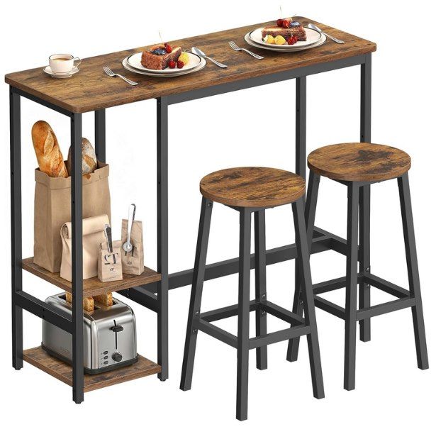Vasagle Industrie-Design Bartisch-Set mit Ablage für 56,99€ (statt 78€)