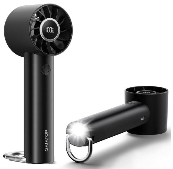 🌬️ Gaiatop Tragbarer Akku Handventilator mit LED Taschenlampe für 9,99€ (statt 20€)