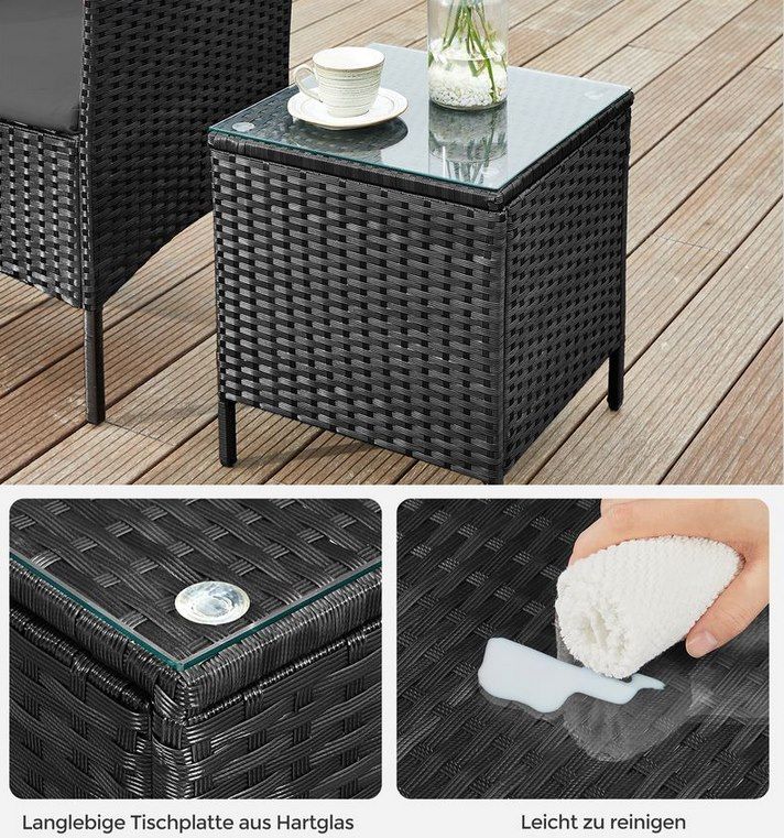 🌞 SONGMICS Balkonmöbel Set aus PE Polyrattan mit Tisch & 2 Stühle für 74,99€ (statt 85€)
