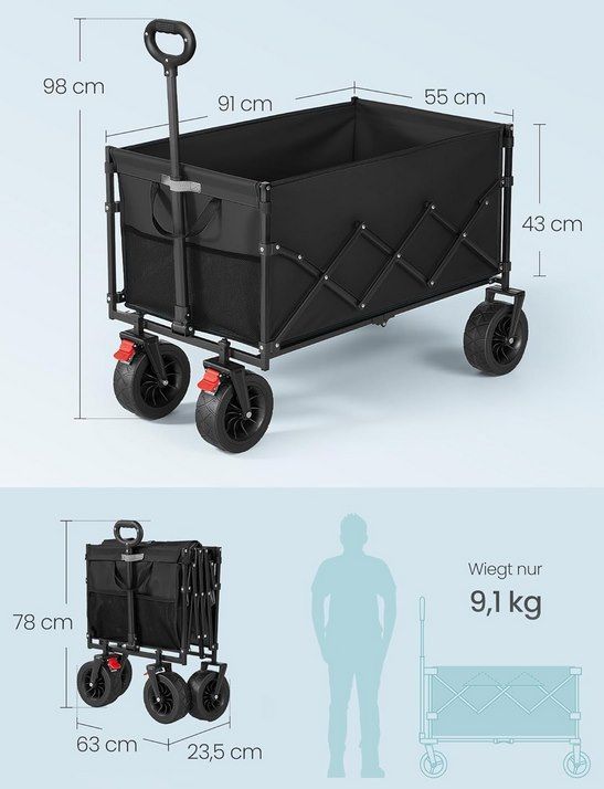 🍻 SONGMICS faltbarer Bollerwagen (200L) bis 180 kg für 58,99€ (statt 70€)