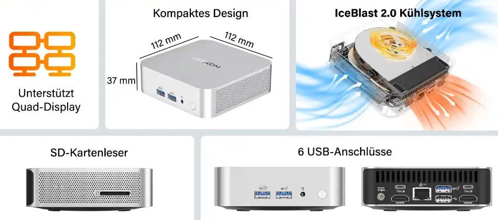 🖥️ GEEKOM A5 Pro Mini PC mit AMD R5 7430U & 16/512GB für 399€ (statt 499€)