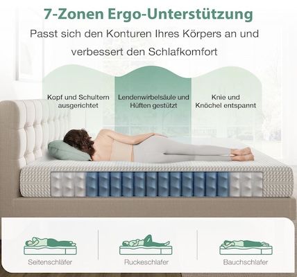 Novilla Tonnentaschenfederkernmatratze mit 140x200 cm für 96,99€ (statt 140€)