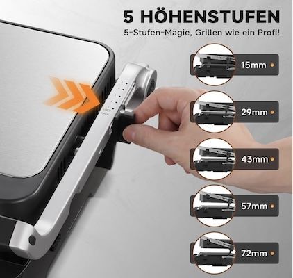 AMZCHEF XL Kontaktgrill 4 in 1 mit Temperatursensor für 150€ (statt 180€)