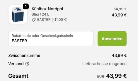 🧊💨 Juskys Kühlbox Nordpol mit 24L und 12V/230V Anschluß für 43,99€ (statt 65€)