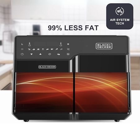 ♨️ Black & Decker Doppelkammer Heißluftfritteuse mit 9L für 78,64€ (statt 112€)