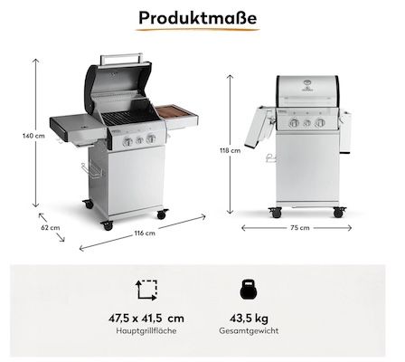 🤯🔝🔥 Burnhard 2 Brenner Gasgrill FRED Jr. Deluxe für 496€ (statt 700€)