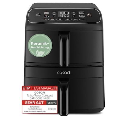 🍖 COSORI Airfryer Turbo Tower Compact mit 2 Kammern für 159,99€ (statt 180€)