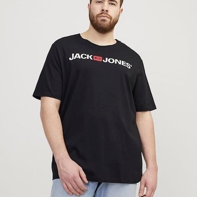 🐻👕 JACK & JONES Male T-Shirt Plus Size T-Shirt in Schwarz für 11,19€ (statt 18€) – XXL bis 6XL