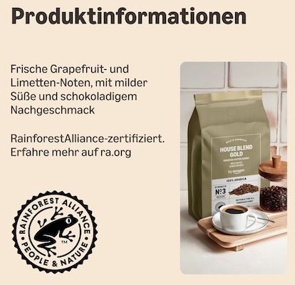 ☕️ 1kg by Amazon House Blend Gold Kaffeebohnen für 13,11€ (statt 16€)