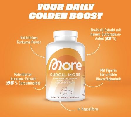 💪🏻 210x MORE Curcumore   Kurkuma Kapseln für 21,27€ (statt 30€)