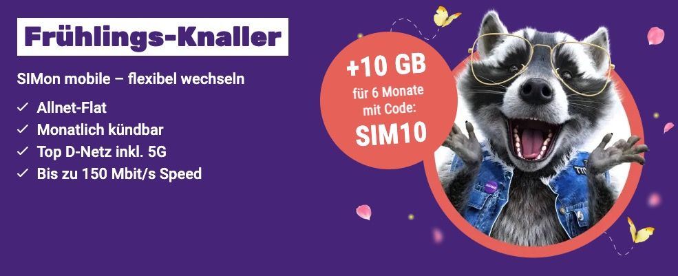 🔥 SIMon mobile: Vodafone Allnet Flat inkl. 80GB 5G für 11,99€ mtl.   monatlich kündbar