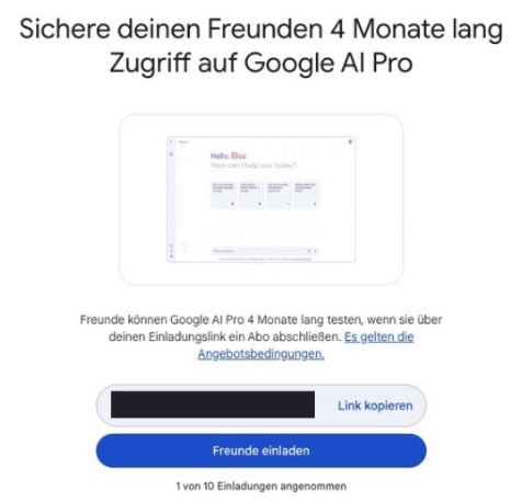🧨 Einladen lassen und Google AI PRO inkl. Nano Banana Pro 2 ➡️ für 4 Monate gratis