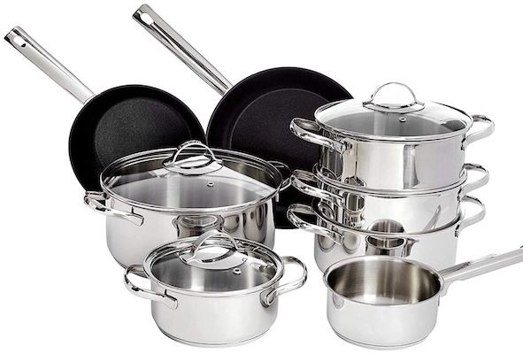 Amazon Basics 11 tlg. Topf  und Pfannenset für 102,37€ (statt 115€)