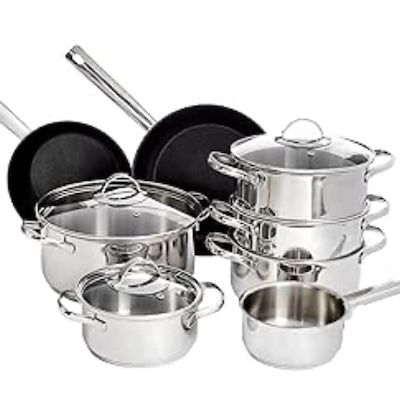 Amazon Basics 11-tlg. Topf- und Pfannenset für 102,37€ (statt 115€)