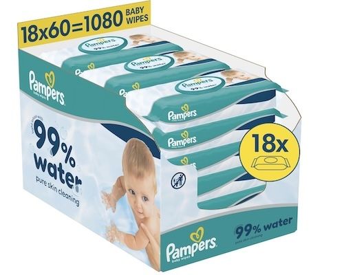 👼🏻 1080x Pampers 99% Water Baby Feuchttücher für 22,79€ (statt 31€)   0,02€ pro Tuch