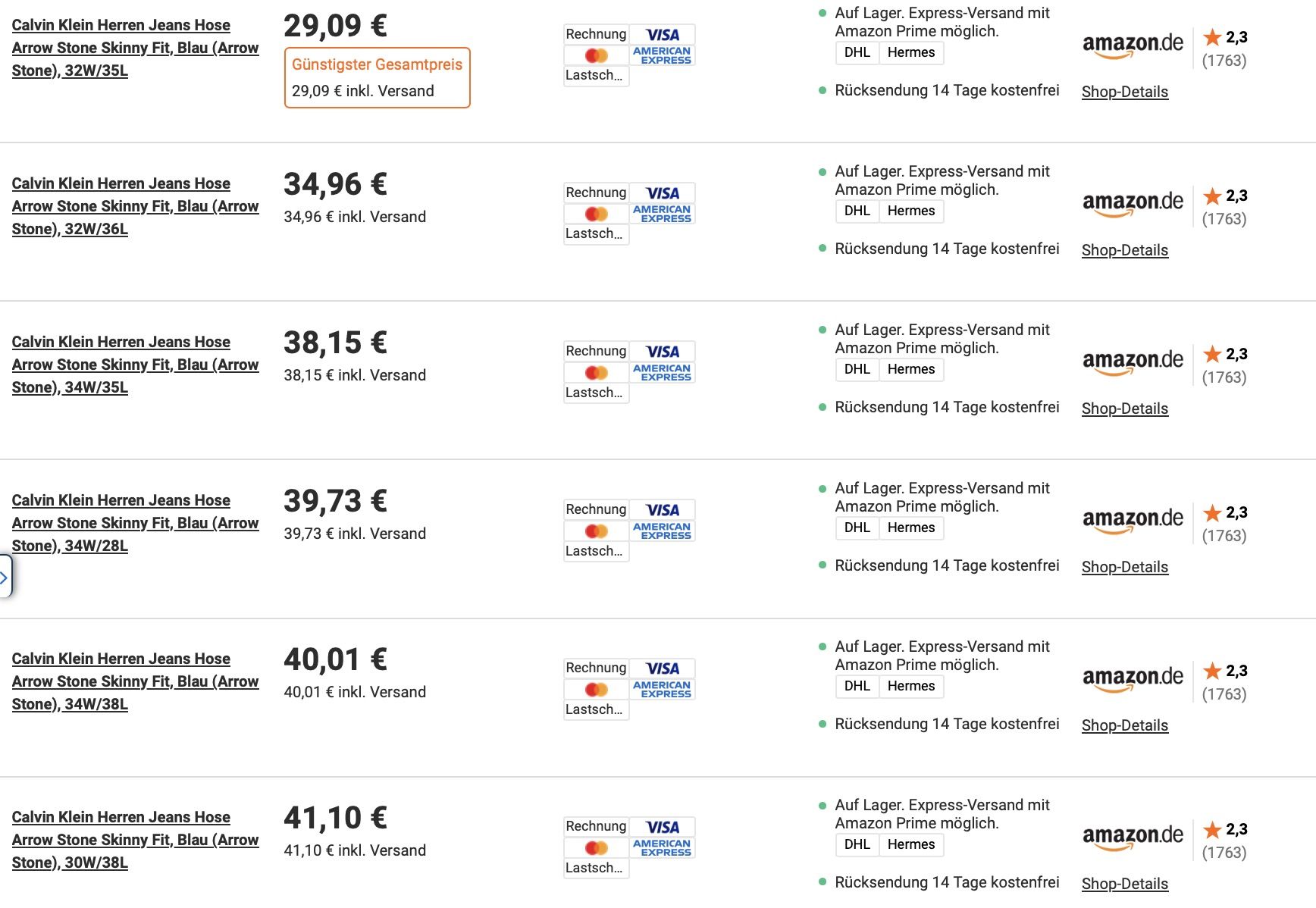 👖 Calvin Klein Herren Skinny Jeans Arrow Stone Jean Regen ab 29€ (statt 50€)