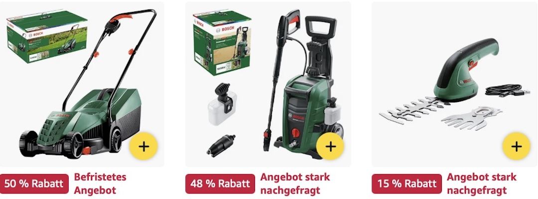 🏡 Amazon: Rasenmäher & Gartenwerkzeuge Sale z.B. 🪚 Bosch 18V Akku Kettensäge für 81€ (statt 92€)