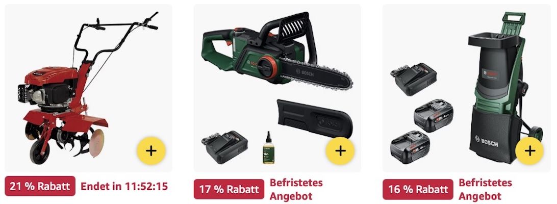 🏡 Amazon: Rasenmäher & Gartenwerkzeuge Sale z.B. 🪚 Bosch 18V Akku-Kettensäge für 81€ (statt 92€) 🏡 Amazon: Rasenmäher & Gartenwerkzeuge Sale z.B. 🪚 Bosch 18V Akku Kettensäge für 81€ (statt 92€)