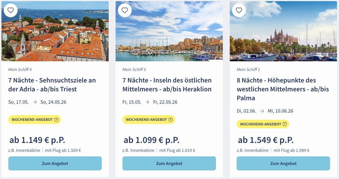 🚢 TUI Cruises Mein Schiff Wochenendangebote 🏝️ z.B. Kurzreise Oslo ab 699€ p.P.