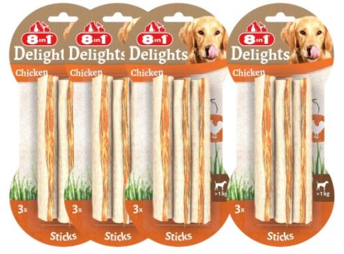 🐓💨🐕 4x 8in1 Delights Chicken Sticks mit je 3 Stück 🔥 ab 9,22€ (statt 16€)