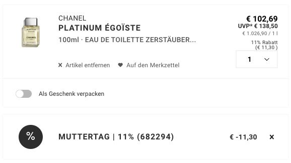 🌸 CHANEL Égoiste Platinum Herren Eau de Toilette 100ml ➡️ für 91,39€ (statt 138€)