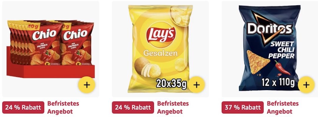 😋 Amazon: Chips und Knabbereien im Sale z.B. 1,32kg Tortilla Chips BBQ Style für 14€ (statt 24€)