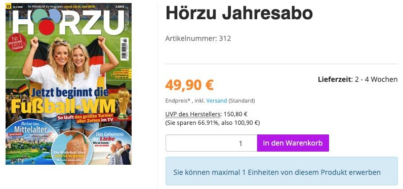 📰 Hörzu Jahresabo 52 Ausgaben direkt nur 49,90€ (statt 151€) - Sofortrabatt 📰 Hörzu Jahresabo 52 Ausgaben direkt nur 49,90€ (statt 151€) Sofortrabatt