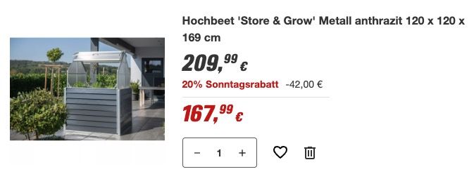 🏡 Hochbeet Store & Grow Anthrazit 120x120x169cm 🥦 für 167,99€ (statt 193€)