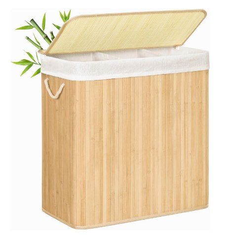 🧺 SONGMICS Wäschekorb aus Bambus mit 3 Fächern für 22,21€ (statt 32€)