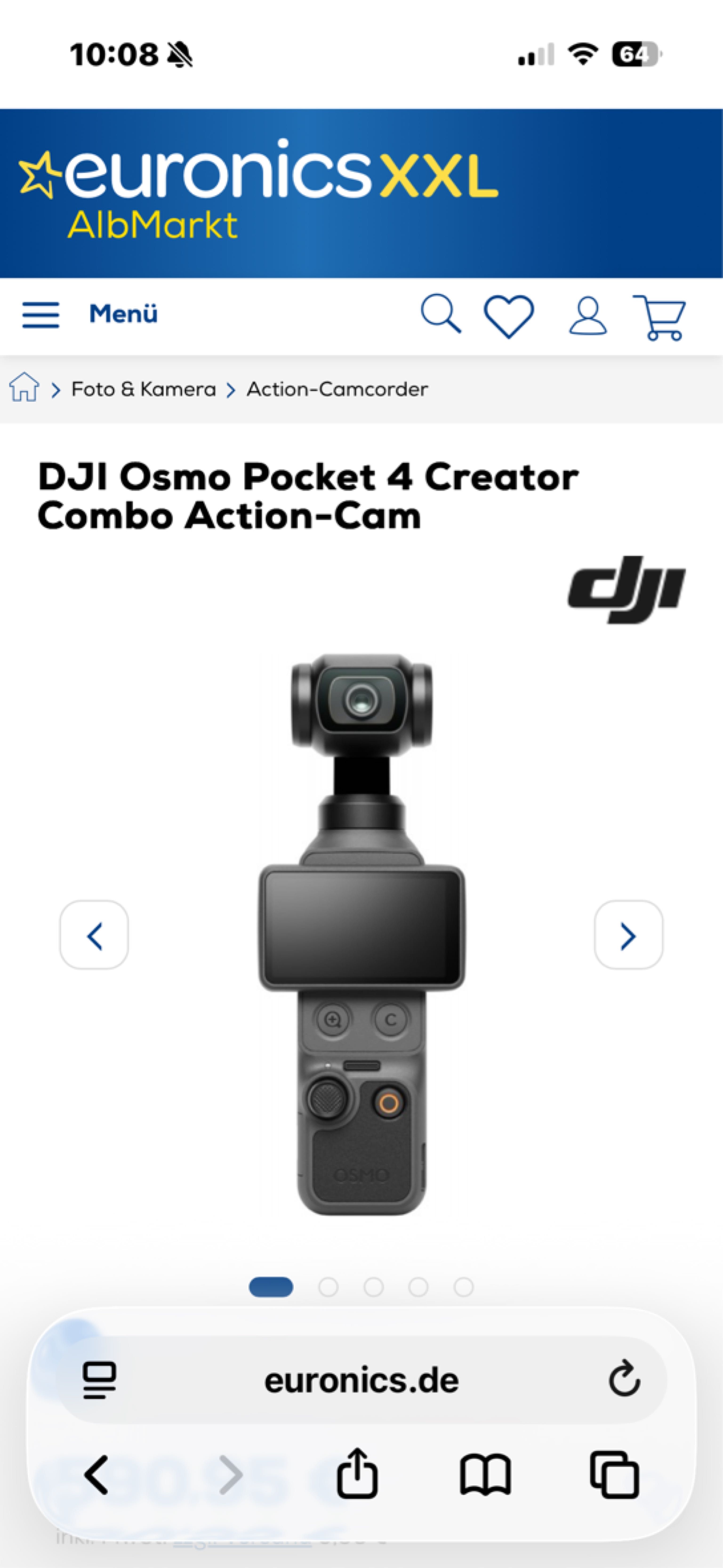 DJI Osmo Pocket 4 creator combo anstatt 619€ für 590,95€