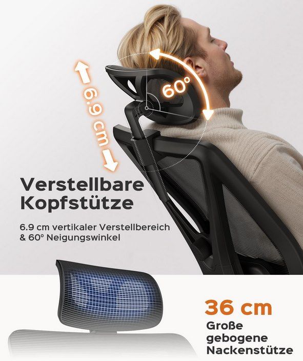 💺 Dowinx ergonomischer Schreibtischstuhl mit höhenverstellbarer Rückenlehne für 84,99€ (statt 170€)